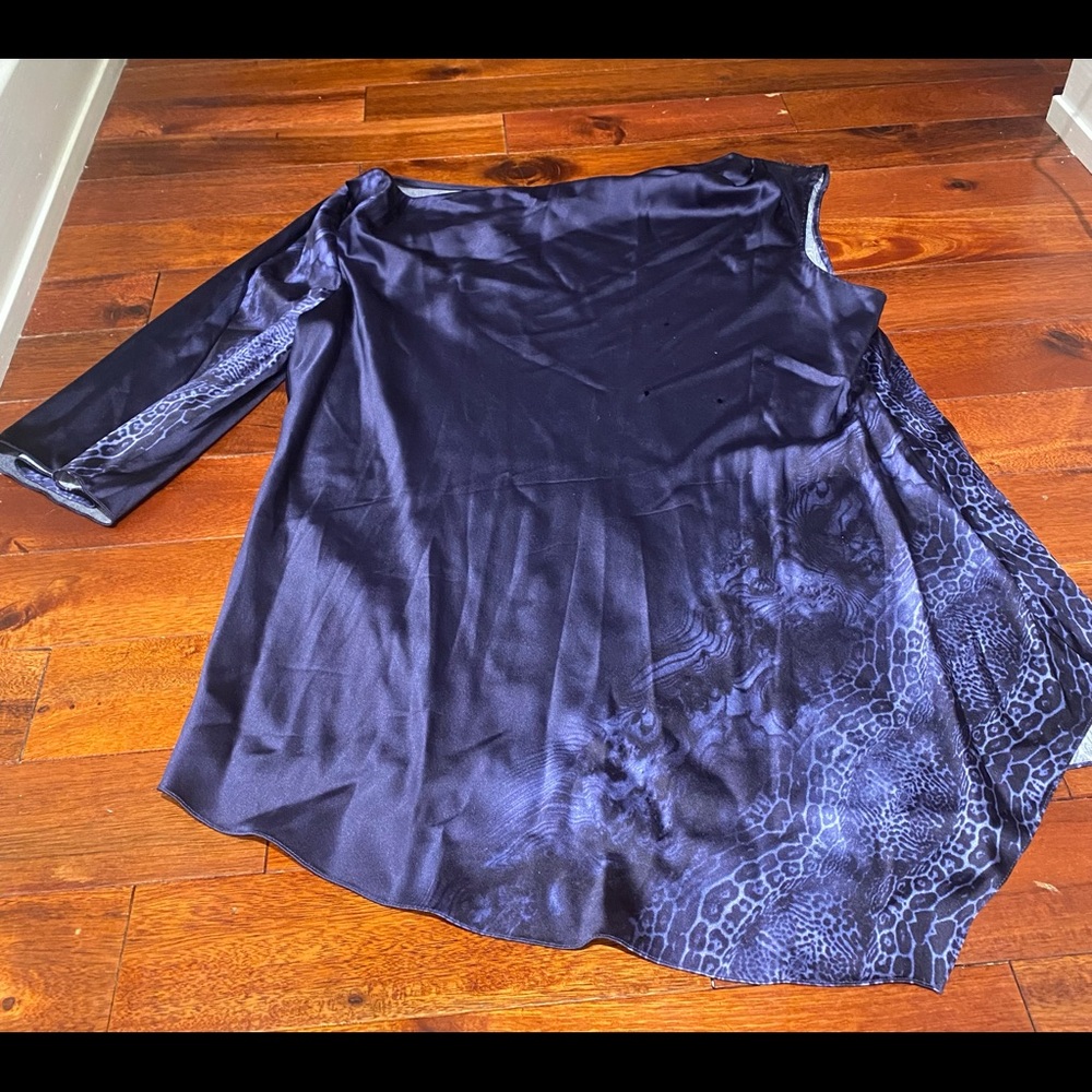 Elie Tahari rich navy blue silk tunic